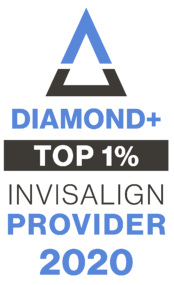 Badge indicating the dentist's recognition as a top 1% Invisalign provider, showcasing excellence in orthodontic care.